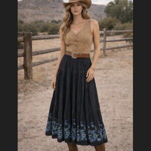 Double D Ranch Tan and Black Maxi Skirt